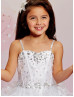 Beaded Organza Ruffle Flower Girl Dress Formal Dress With Cape